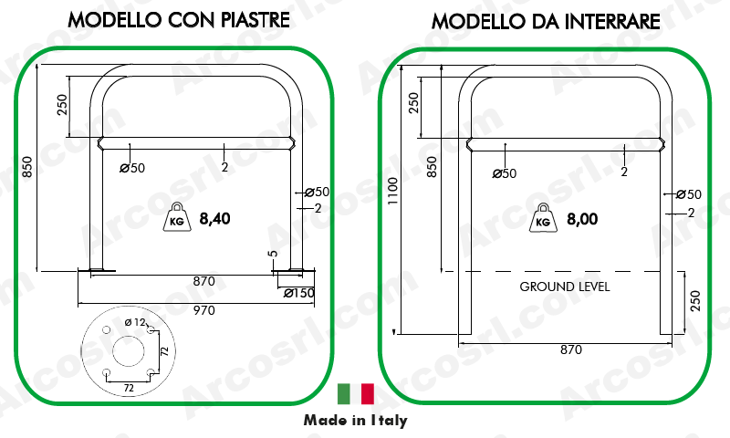 Supporto singolo per biciclette con traverso Urbany UR 18